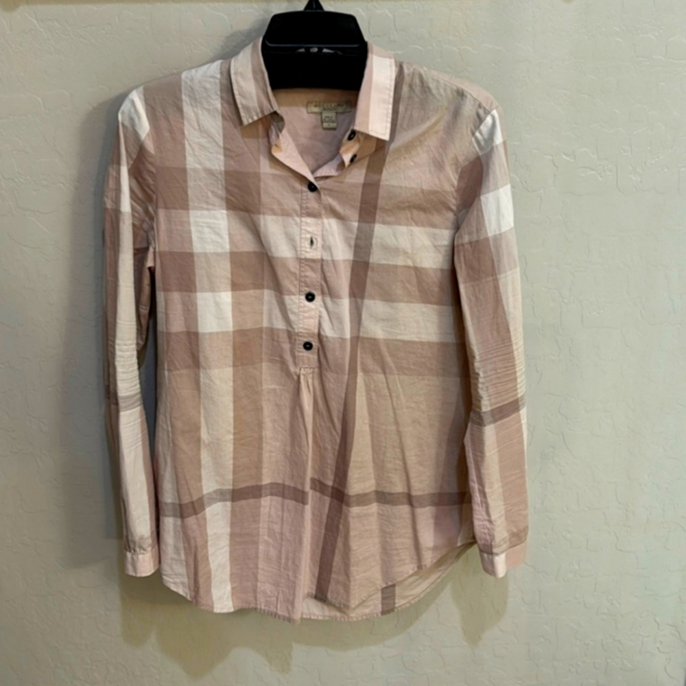 Burberry Beige Half  Button-Up Shirt
